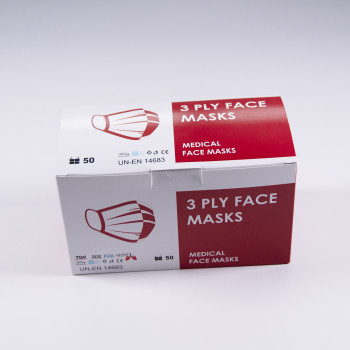 Медицински маски за лице - 50 броя - червени